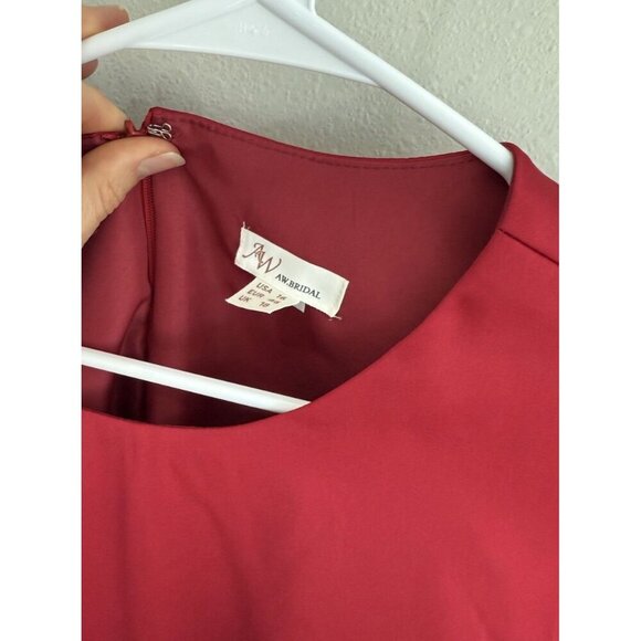 AW Bridal Women's 14 Ginevra Satin Charmeuse Bridesmaid Dress Jester Red Shiny - Picture 3 of 4